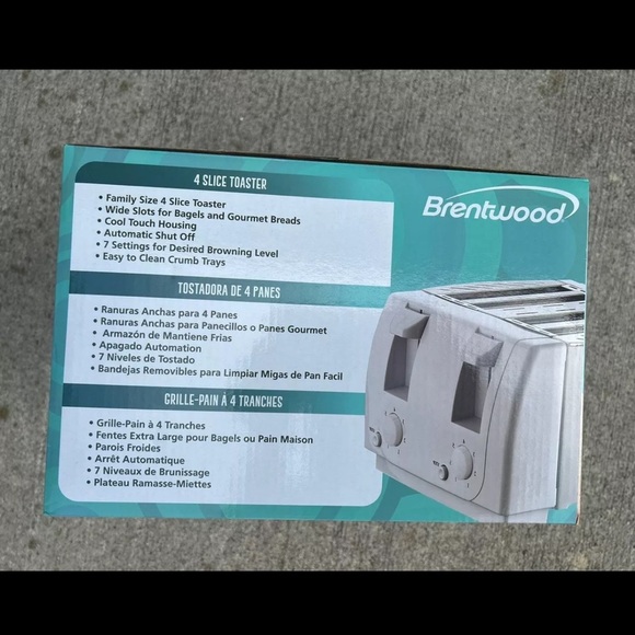 NEW Brentwood Electric Toaster Cool Touch, 4-Slice, White, Brand New In Box - Picture 2 of 2